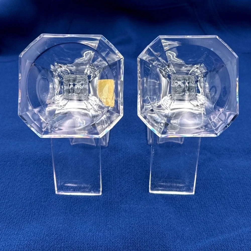 Mikasa Park Lane Crystal Candlestick Holders Pair 7 Inch Octagon Base Austria